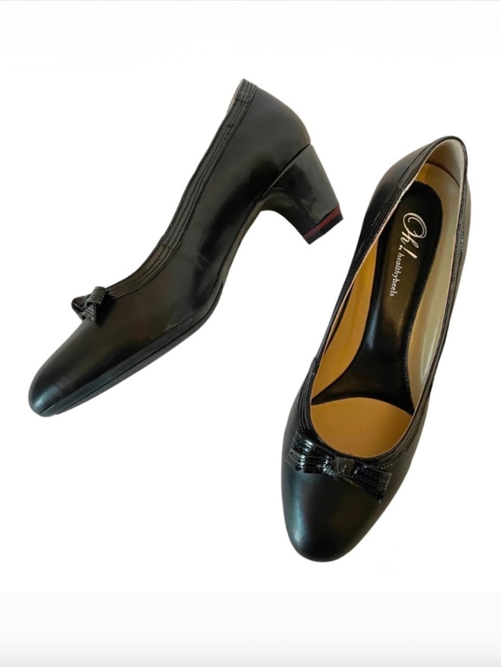 OH! Healthy Heels Black Nappa Leather- Heaven Comfort Pump 40 New